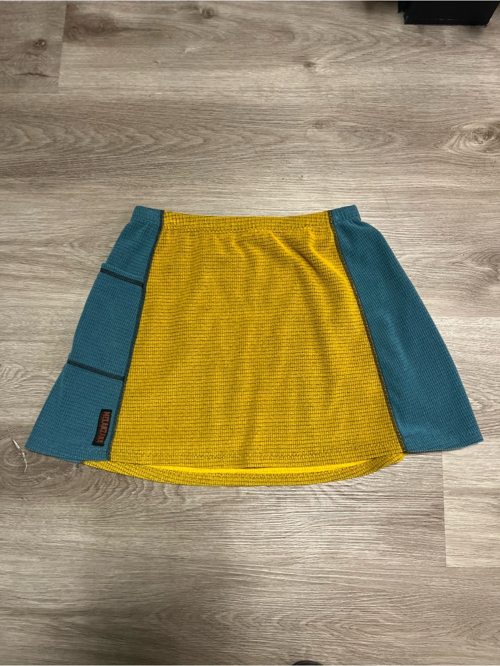 Melanzana Yellow and Teal Colorblock Mini Skirt